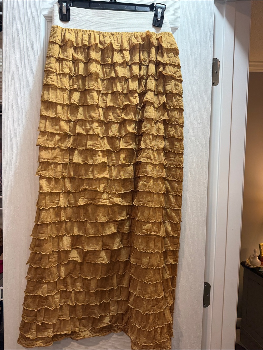 Ruffled Maxi Skirt in Mustard Yellow